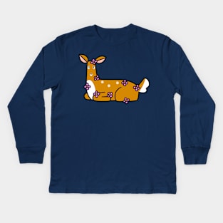 Flower Deer Kids Long Sleeve T-Shirt